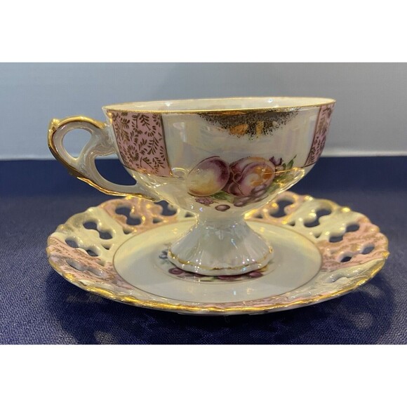 Vintage Japanese Fruit Themed Tea Cup and Saucer - Picture 2 of 10